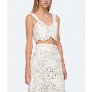 NWT SEA New York White Crochet Camila Midi Skirt Set